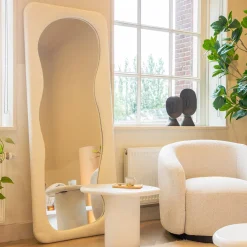 By-Boo Organische Spiegels|Organische Spiegel Evol Bouclé, 180 x 72cm Beige