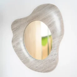 By-Boo Organische Spiegels|Organische Spiegel Muna Marmer, 47 x 40cm Beige