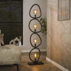 LifestyleFurn Vloerlampen|Organische Vloerlamp Joelle 4-lamps, Artic Black finish Artic zwart