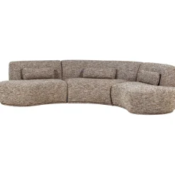 WOOOD Organische Bank|Organische 6-zits Bank Batavier 320cm, Geweven melange stof, kleur Lichtbruin