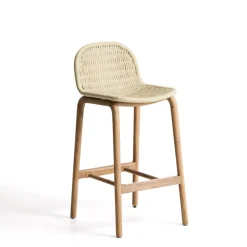 Kave Home Barkrukken|Outdoor Barkruk Alipa Acaciahout en touw (zithoogte 75cm)