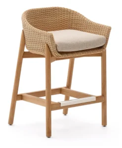 Kave Home Barkrukken|Outdoor Barkruk Galea Teakhout en rattan