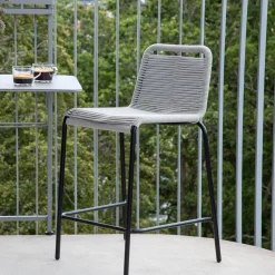 Nohr Barkrukken|Outdoor Barkruk Karlene Touw (zithoogte 61cm) Lichtgrijs