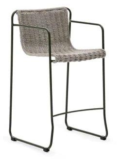 Kave Home Barkrukken|Outdoor Barkruk Maurina Handgeweven touw en staal (zithoogte 65cm)