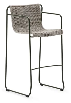 Kave Home Barkrukken|Outdoor Barkruk Maurina Handgeweven touw en staal (zithoogte 75cm)