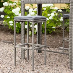 Nohr Barkrukken|Outdoor Barkruk Rozanne Wicker (zithoogte 75cm) Grijs