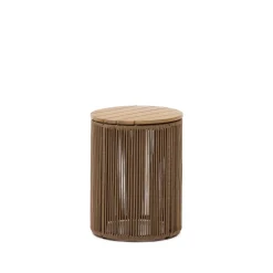 Kave Home Loungetafels & Bijzettafels|Outdoor Bijzettafel Dandara Acaciahout en touw, 40cm Beige
