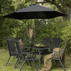 Nohr Eettafels Voor In Je Tuin|Outdoor Diningset Rosemary Met parasol
