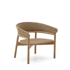 Kave Home Loungestoelen|Outdoor Fauteuil Arinella Acaciahout en geweven touw Beige