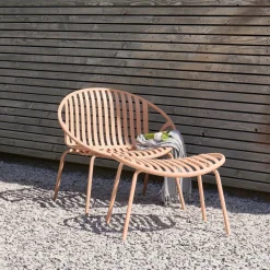 WOOOD Loungestoelen|Outdoor Fauteuil Bruce Set met hocker, kleur roze Zalm