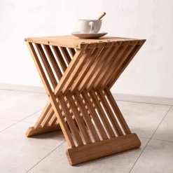 Nohr Loungetafels & Bijzettafels|Outdoor Inklapbare Bijzettafel Leea Teakhout, 40 x 40cm Naturel