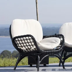 Nohr Loungestoelen|Outdoor Loungestoel Britini Wicker Zwart