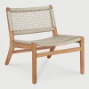 Ethnicraft Loungestoelen|Outdoor Loungestoel Jack Teak en geweven stof