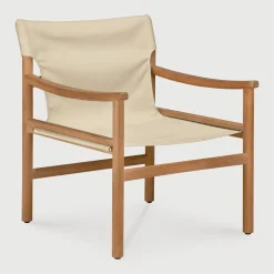 Ethnicraft Loungestoelen|Outdoor Loungestoel Safari Teakhout, kleur Dune