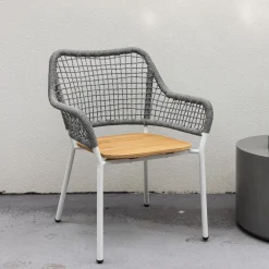 Nohr Loungestoelen|Outdoor Loungestoel Saidah Teakhout en touw Grijs