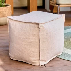 Kave Home Tuin-Hockers|Poefs & Hockers|Outdoor Poef Leeith PET, kleur Beige