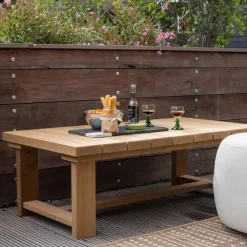 WOOOD Loungetafels & Bijzettafels|Outdoor Salontafel Banco Hout, 122 x 68cm Naturel