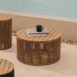 Kave Home Loungetafels & Bijzettafels|Outdoor Salontafel Dandara Acaciahout en touw, 70cm