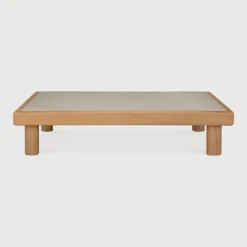 Ethnicraft Loungetafels & Bijzettafels|Outdoor Salontafel Monocle Teakhout en Beton, 120 x 83cm Lichtgrijs