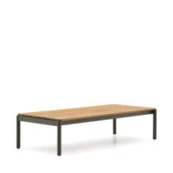 Kave Home Loungetafels & Bijzettafels|Outdoor Salontafel Sorells Teakhout en aluminium, 149 x 63cm, Groen