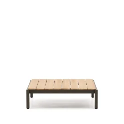 Kave Home Loungetafels & Bijzettafels|Outdoor Salontafel Sorells Teakhout en groen aluminium, 89 x 91cm Donkergroen