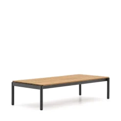 Kave Home Loungetafels & Bijzettafels|Outdoor Salontafel Sorells Teakhout en aluminium, 149 x 63cm, Grijs
