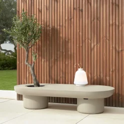 Kave Home Loungetafels & Bijzettafels|Outdoor Salontafel Taimi 140 x 60cm, kleur Grijs