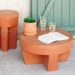 Kave Home Loungetafels & Bijzettafels|Outdoor Salontafel Vilena Ø60cm Roestbruin