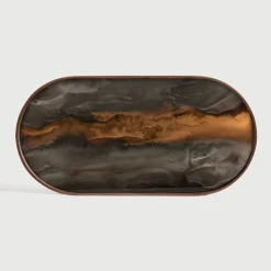 Ethnicraft Keukengerei|Ovaal Dienblad Linear Flow 71 x 36cm