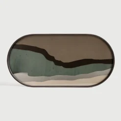 Ethnicraft Keukengerei|Ovaal Dienblad Wabi Sabi 71 x 36cm, kleur Graphite