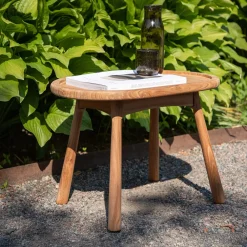 Nohr Loungetafels & Bijzettafels|Ovale Bijzettafel Chemise Teakhout, 60 x 40cm Naturel