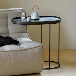 Ethnicraft Zwarte Bijzettafel|Ovale Bijzettafel Tray Gelakt Hout, 69 x 33cm