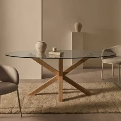 Kave Home Ovale Eettafel|Ovale Eettafel Argo Glas, 200 x 100cm