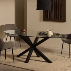 Kave Home Ovale Eettafel|Ovale Eettafel Argo Glas, 200 x 100cm