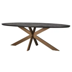 Richmond Interiors Ovale Eettafel|Ovale Eettafel Blackbone Eiken en brass