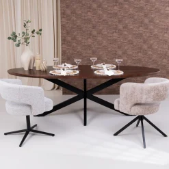 Livingfurn Ovale Eettafel|Ovale Eettafel Jesper Mangohout, 240 x 110cm, kleur Bruin