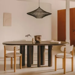 Kave Home Ovale Eettafel|Ovale Eettafel Mailen Essenhout, 220 x 105cm