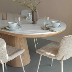 ZILT Ovale Eettafel|Marmeren Eettafel|Ovale Eettafel Nathen Eiken en marmerlook Naturel