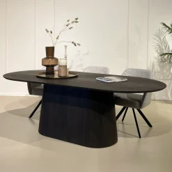 Livingfurn Ovale Eettafel|Ovale Eettafel Novero Eiken, kleur Espresso