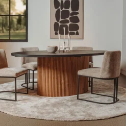 Tower Living Ovale Eettafel|Ovale Eettafel Palazzo Teakhout en mineraal stucwerk