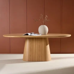 Nohr Ovale Eettafel|Ovale Eettafel Phong MDF, 200 x 90cm, kleur Naturel
