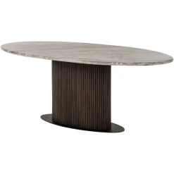 Richmond Interiors Marmeren Eettafel|Ovale Eettafel|Ovale Eettafel Rasford Marmer, 200 x 100cm Donkerbruin
