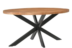 Livingfurn Ovale Eettafel|Ovale Eettafel Rocky Mangohout en staal