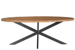 Livingfurn Ovale Eettafel|Ovale Eettafel Rocky Mangohout en staal