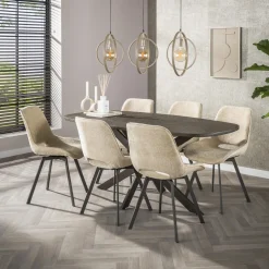 LifestyleFurn Ovale Eettafel|Ovale Eettafel Shakira Liquid Metal, 180 x 90cm