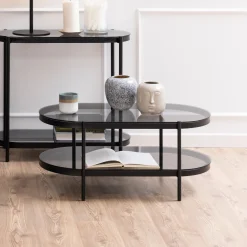 Bendt Glazen Salontafel|Ovale Glazen Salontafel Paw 95 x 50cm, kleur Zwart