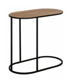 DTP Home Zwarte Bijzettafel|Ovale Laptoptafel Terra Teakhout, 65 x 35cm