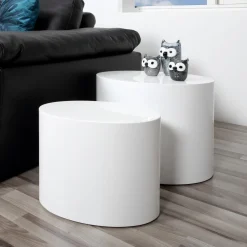 Bendt Salontafel Set|Ovale Salontafel Petrine Set van 2 stuks, kleur Hoogglans Wit