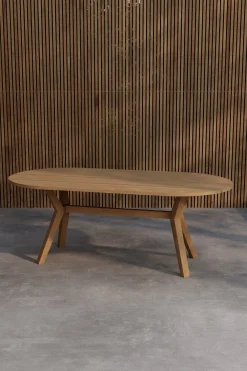 Nohr Eettafels Voor In Je Tuin|Ovale Tuintafel Amberia Teakhout, 200 x 100cm, kleur Naturel