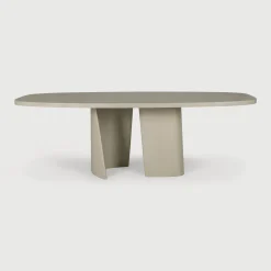 Ethnicraft Eettafels Voor In Je Tuin|Ovale Tuintafel Canyon Beton, 230 x 115cm Lichtgrijs